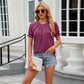 T-shirt ample à manches courtes et col rond pour femme, couleur unie
