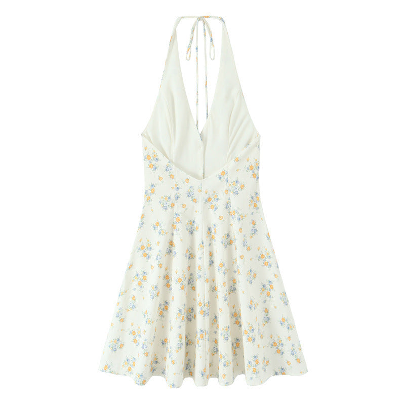 Women's Printed Hanging Collar Dress