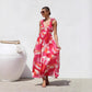 Women's Printed V-neck Large Swing Suspender Dress
