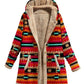 Cotton And Linen Printed Hooded Sweater Warm Plush Jacket