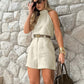 Summer New Halterneck Vest High Waist Wide Leg Pants Two-piece Set