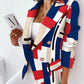 Long Sleeve Double Breasted Printed Blazer