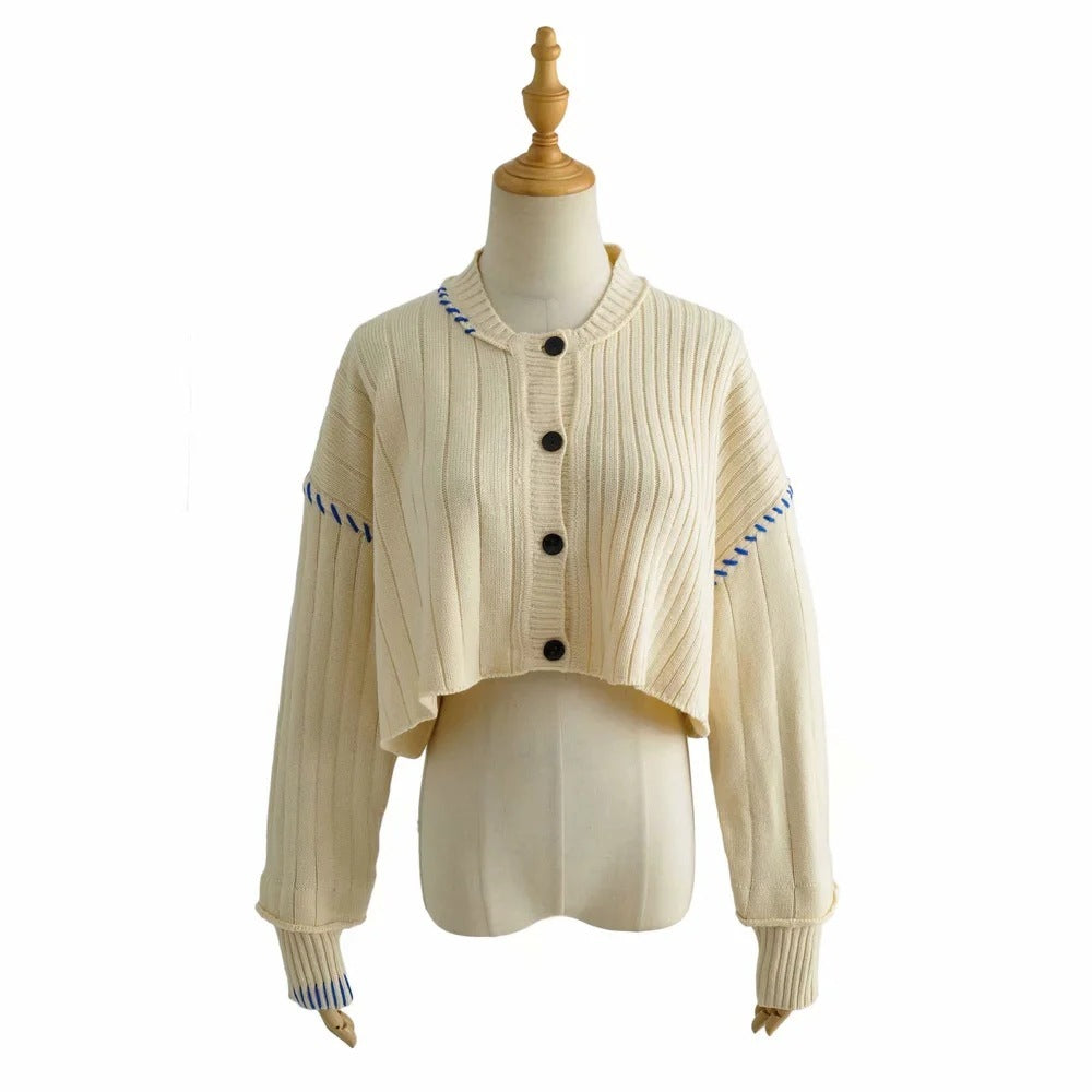 Single-breasted High-waist Long-sleeved Knitted Sweater Coat