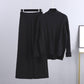High-end Mock Neck Sweater Wide-leg Pants Suit Women