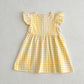 Girls' Plaid Dress Flounced Sleeve Cute Princess Dress