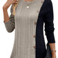 Women's Color Matching Color Contrast Button Split Casual Long Top
