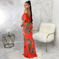 Fashion Digital Printing Off-neck Tube Top Dress