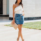 Women's Ripped Washed Multi-button Casual Denim Skirt