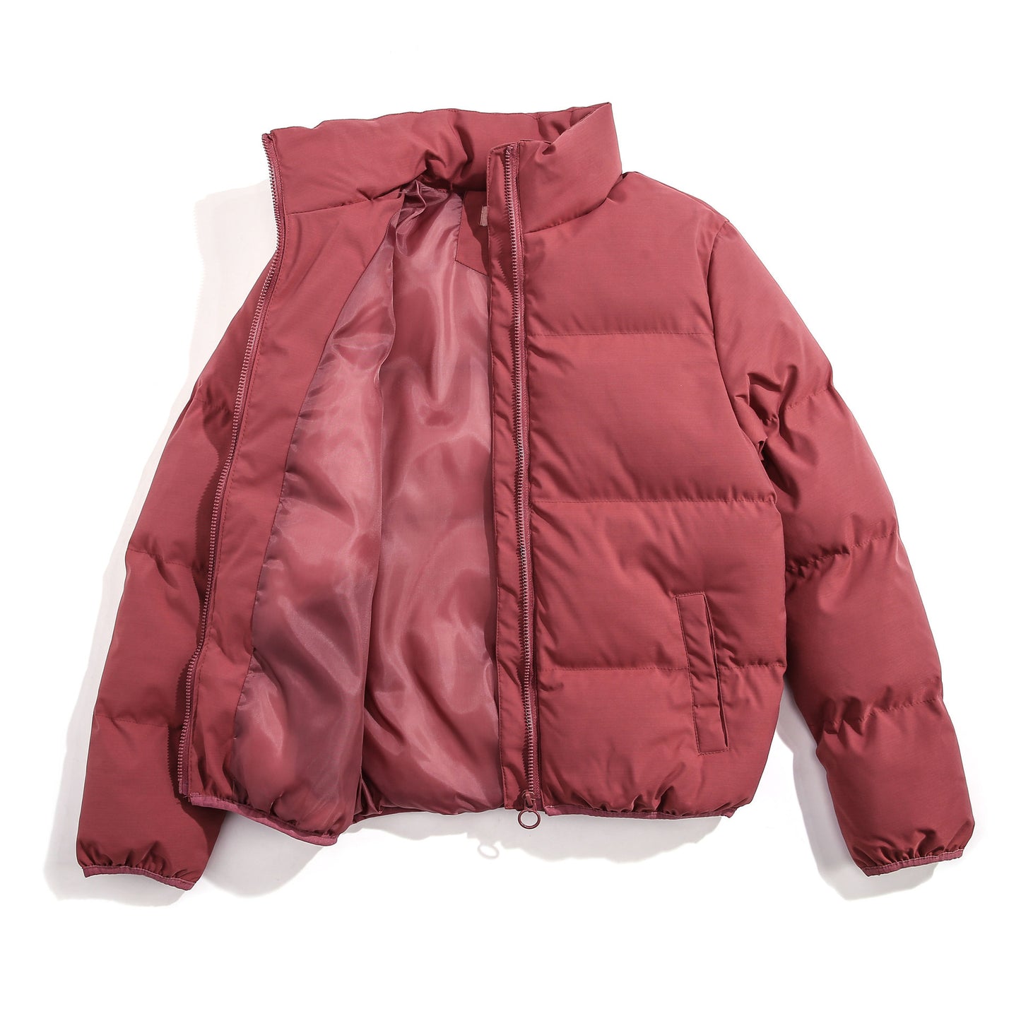 Solid Color Short Padded Coat  Bread Coat Stand-up Collar Coat