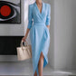 Women's Fashion Lapel Irregular Long Sleeve Dress