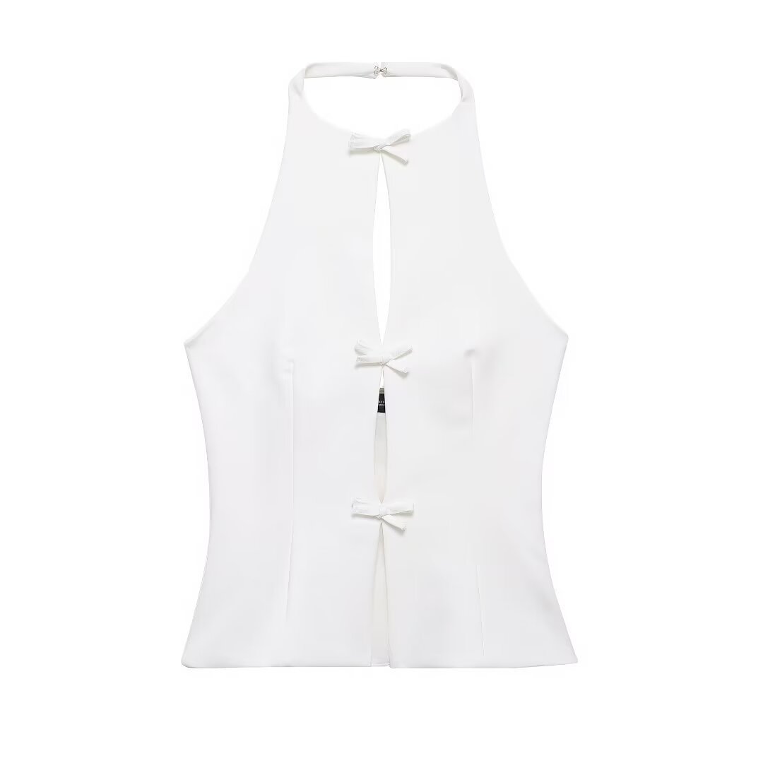 Bowknot Decoration Hanging Collar Top Skirt