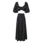 Seaside Vacation Polka Dot Split Top Mid-length Dress Set