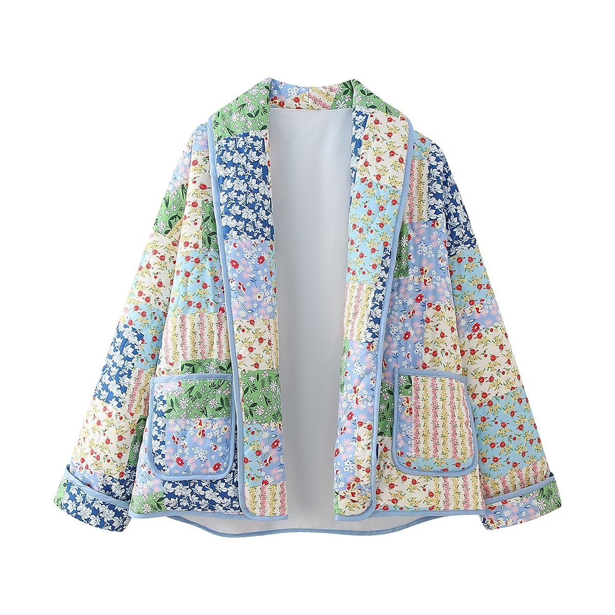Manteau veste matelassée en coton à imprimé à revers