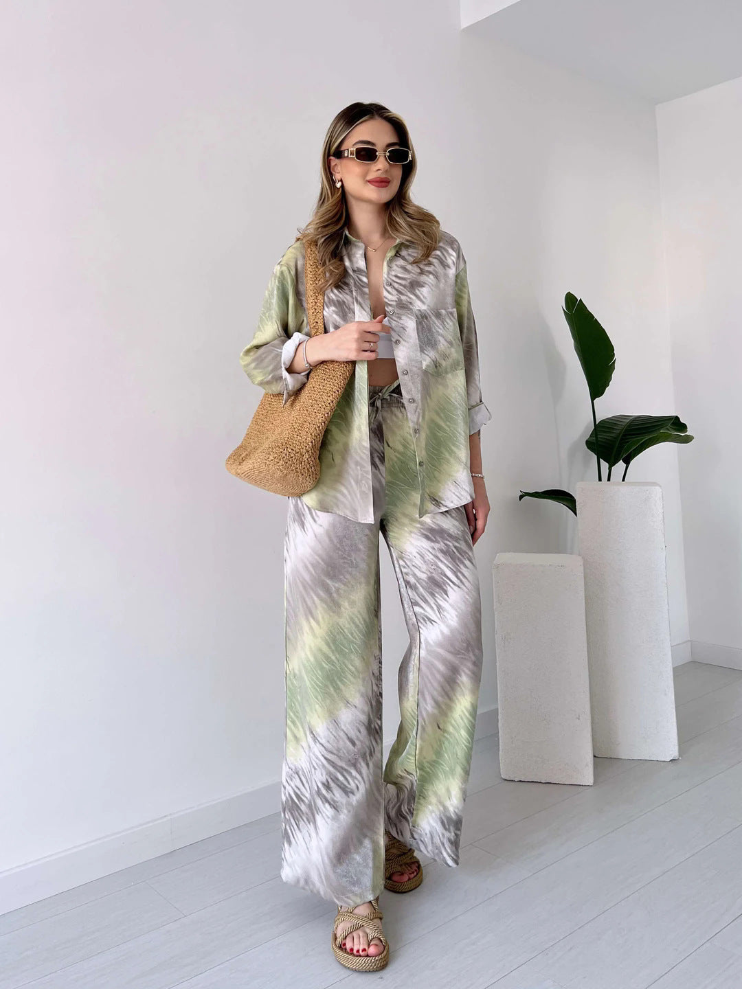 Ensemble décontracté à la mode européenne et américaine avec pantalon large