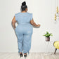 Summer New Style Washed Denim Casual Jumpsuit