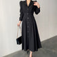 Women's Solid Color Shirt-style Long Dress