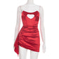 Womens Heart-Shaped Rhinestone Strapless Dress