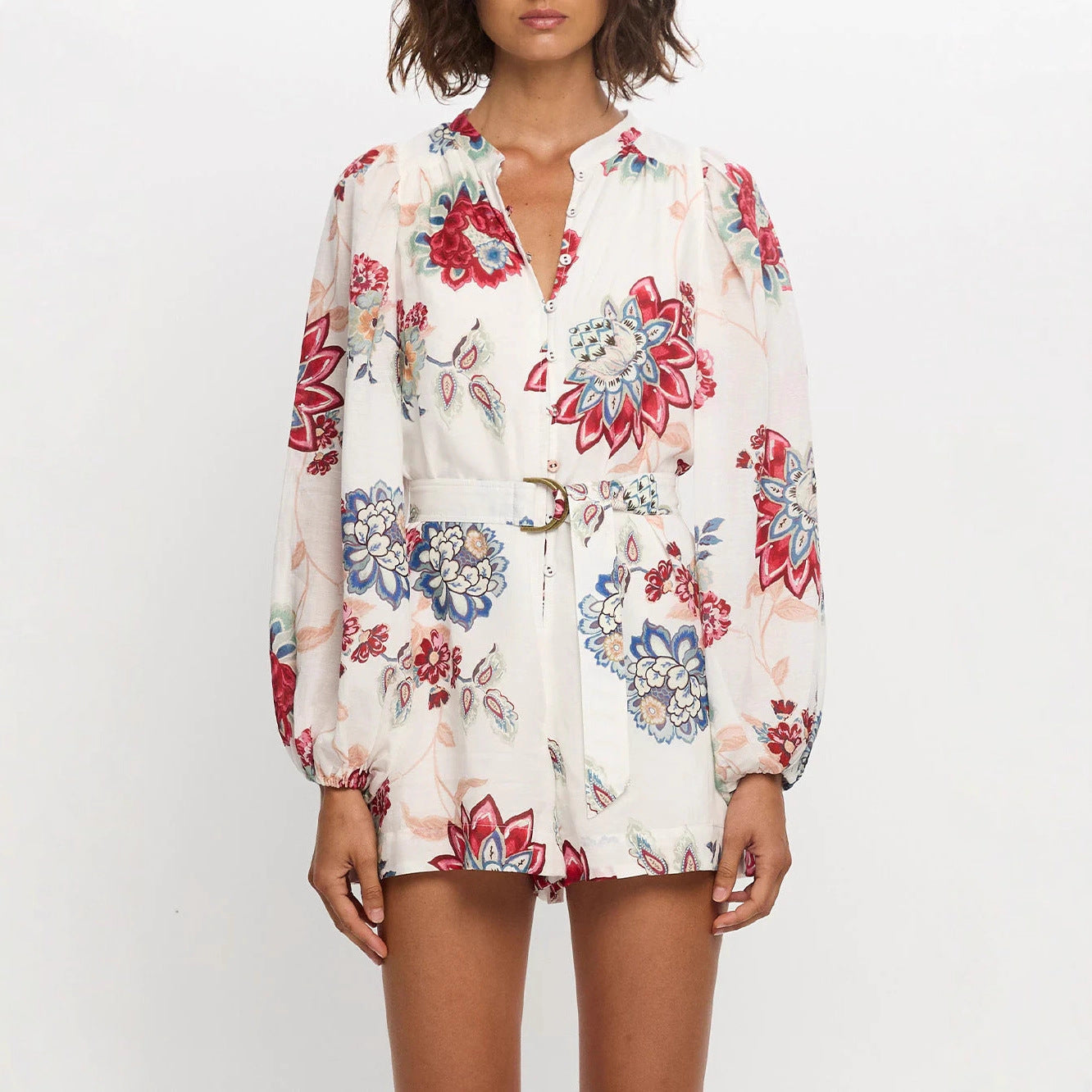 Elegant And Refined Linen Cardigan Shirt Jumpsuit