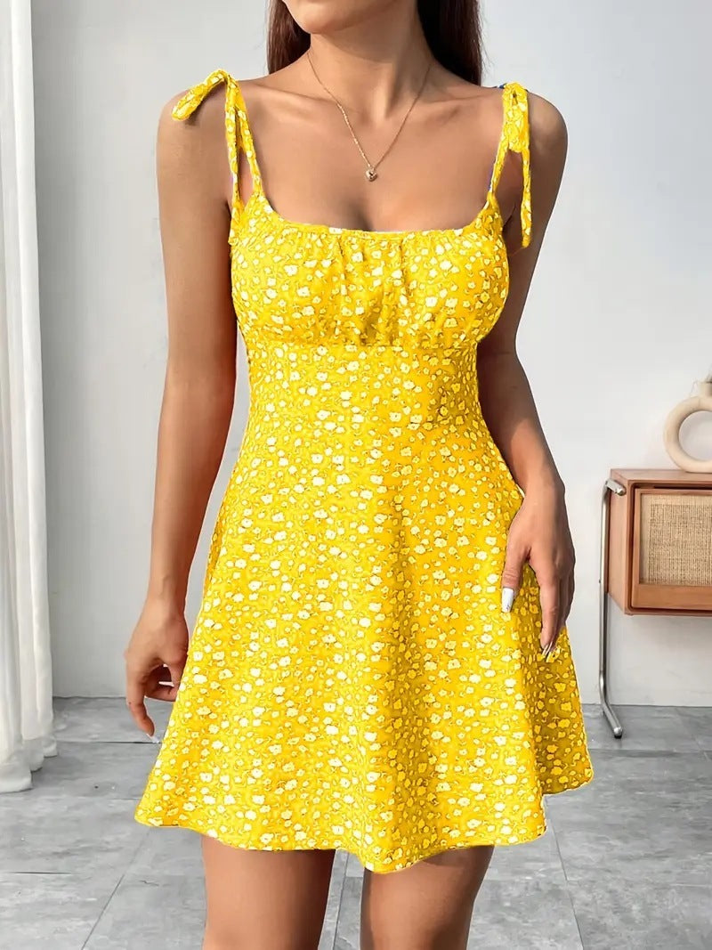 Summer French Floral Strap Dress Skirt