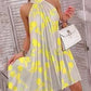 Fashion Printed Neck Sleeveless Backless Short Mini Dress