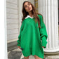 European And American Long-sleeved V-neck Casual Loose Knit Pullover