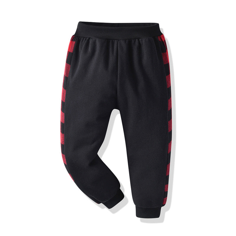 Pull deux pièces à manches longues avec coutures rouges et noires et pantalon tendance