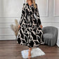 New Elegant Graceful Fashion Polo Collar Printed Long Shirt Dress Women