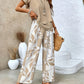Fashionable Casual Short-sleeve Top And Wide-leg Pants Set