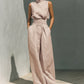 Casual Sleeveless Suit Summer Stand-up Collar Pullover Top And Loose Straight-leg Trousers Women's Clothing
