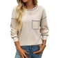 Women's Sunken Stripe Brushed Round Neck Pocket T-shirt