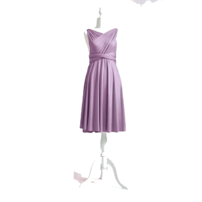More Than Multiple Wear Rope Cross Backless Bandage One-piece Dress Long And Short