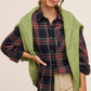 Women's Fashion Polo Collar Pocket Single-breasted Plaid Shirt