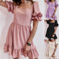 Short Sleeve Stitching Loose Solid Color Dress