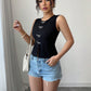 Temperament Commute Style Vest Slit Sleeveless Top
