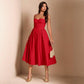Solid-color Slip Dress With A Cinched Waist For A Slimming Look