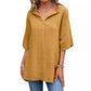 Women's V-neck Solid Color Cotton And Linen Top