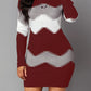 Women's Mid-length Round Neck Long Sleeve Printed Knitted Dress