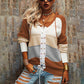 Ladies Cardigan Tie Sweater Long Sleeve Contrast Patchwork Jacket