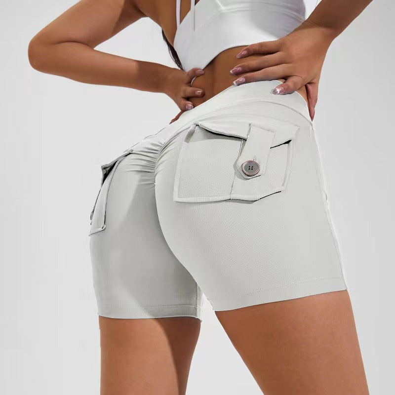 Short taille haute avec poches pour le yoga, le fitness, le sport, l'été