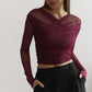 Women's Pleated Long-sleeved T-shirt Top