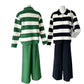 Women's Polo Collar Half Zipper Knitting Suit Stripes