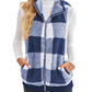 Thick Checks Double-sided Velvet Cardigan Vest Stand Collar Sleeveless Coat