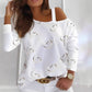 Heart Printing Women's Strapless Pullover Long Sleeve T-shirt