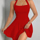 Pure Color Halter Backless Sleeveless Dress