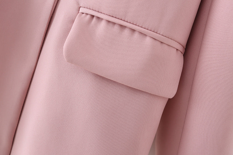 Solid Color Double-breasted Loose Casual Suit Jacket