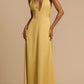 Women's Backless V-neck Satin Long Dress