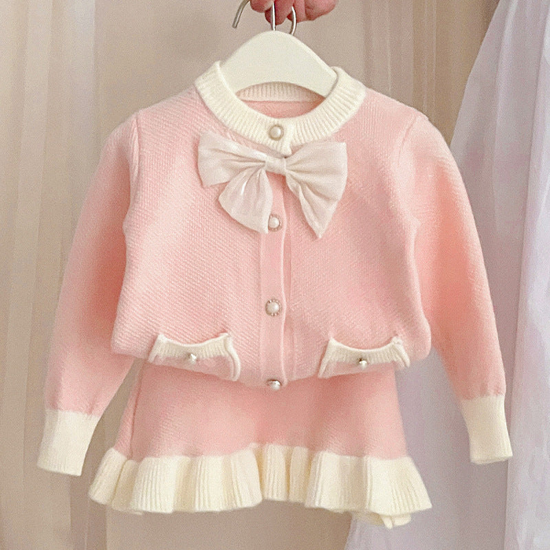 Ensemble deux pièces pour bébé coréen, cardigan tricoté de style occidental