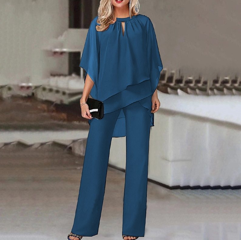 Solid Loose Casual Irregular Set