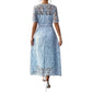 Round Neck Water Soluble Lace Short Sleeve Hollow Lace Elegant Long Dress