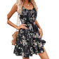 Elegant Sleeveless Dress Pullover Print Elastic Waist